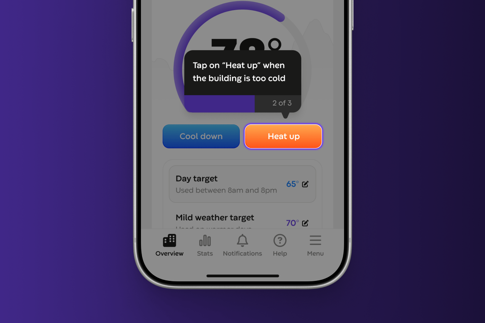 Mobile heat-up guidance