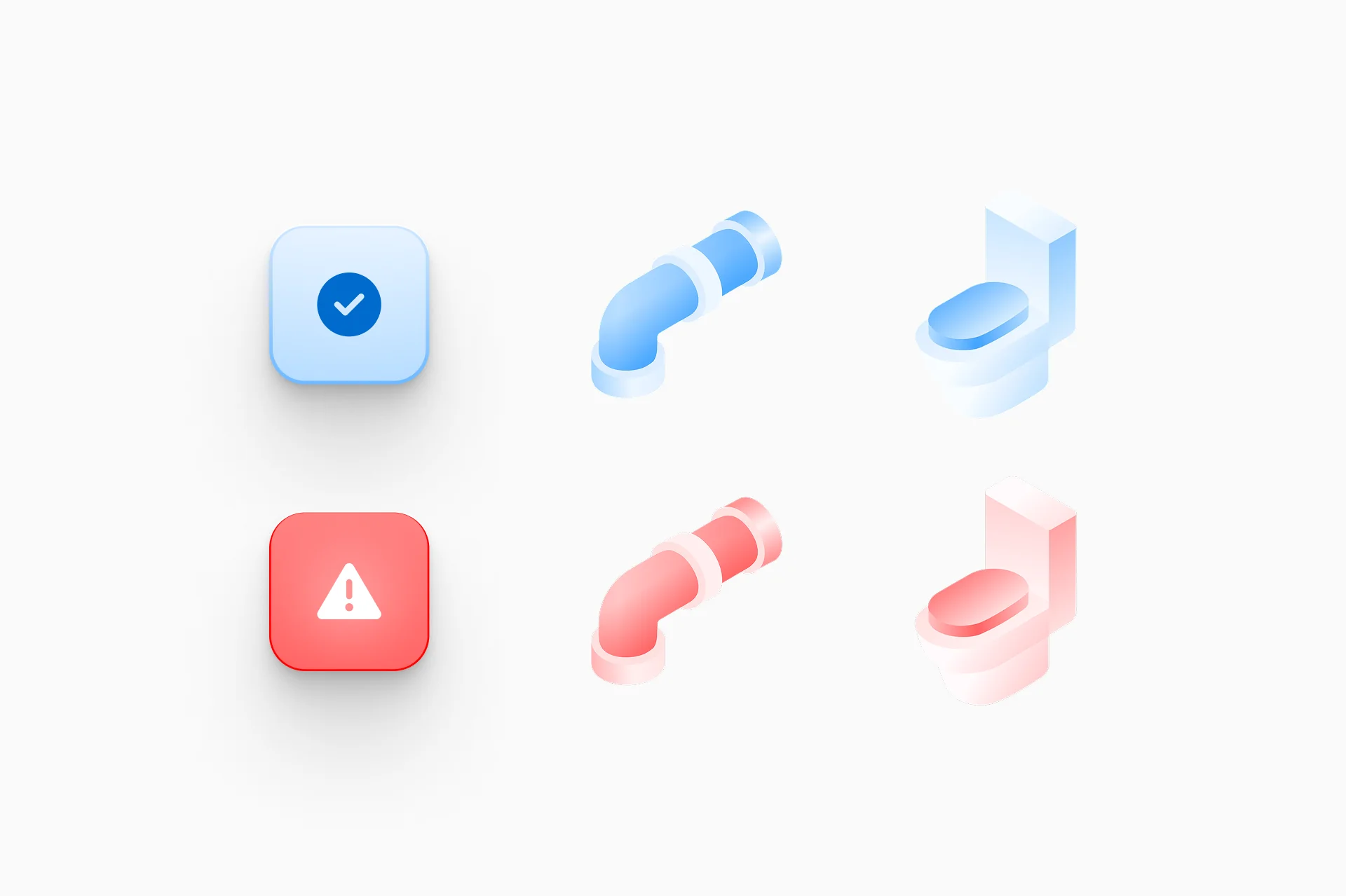 Toilet leak detection iconography